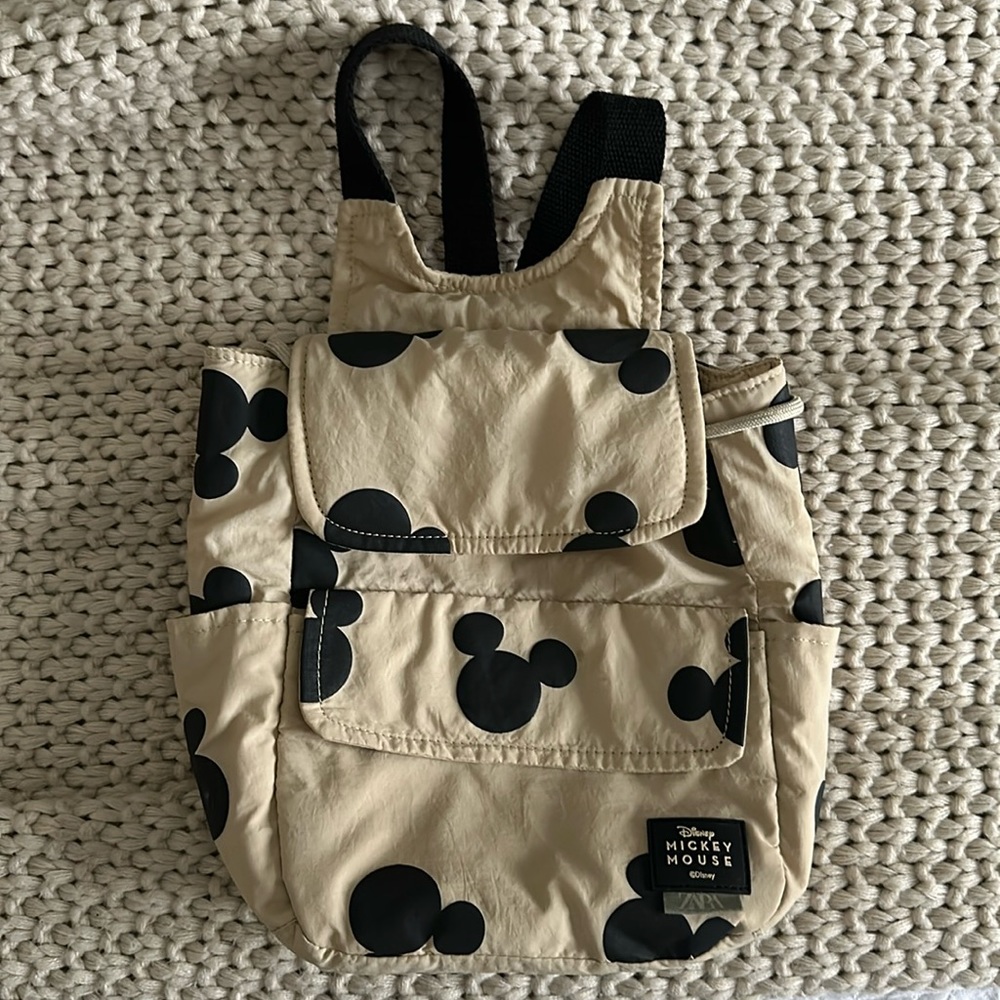 Zara Tan + Black Mickey Mouse Backpack